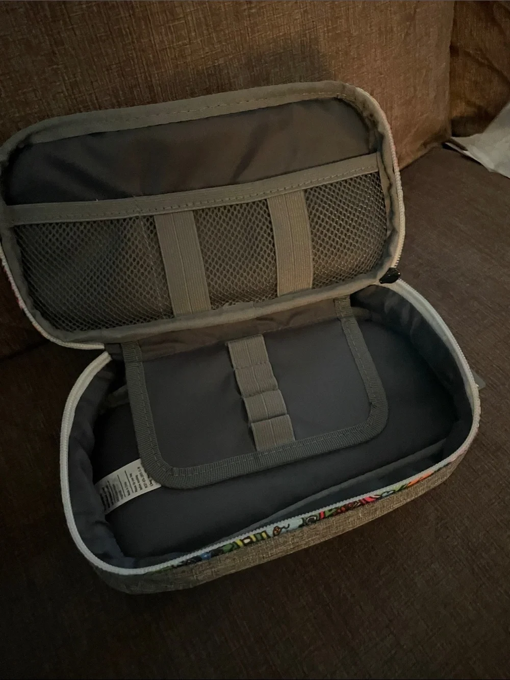 Zipit Gray Pencil Case with Colorful Trim - Compact Home Office Case